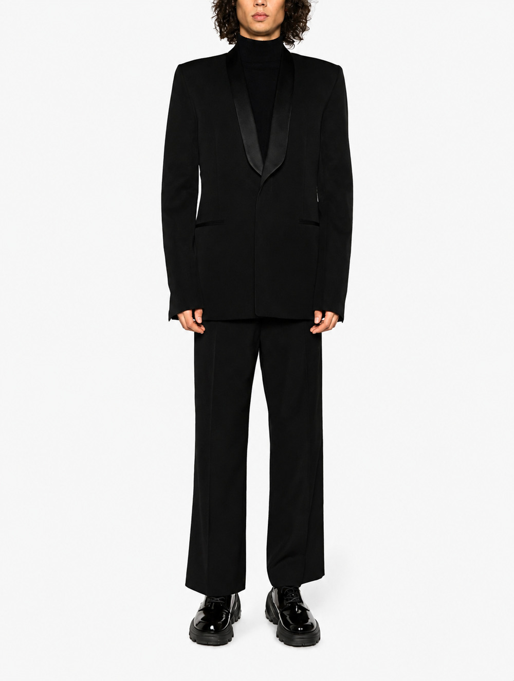 Givenchy Men's Black Wool Tuxedo Suit Satin Shawl Lapel Pants Italy 56 NWT